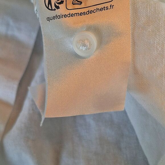 H&M Linen Cotton Shirt Crisp White Blouse Top Pullover Popover Loose size S - Picture 7 of 9